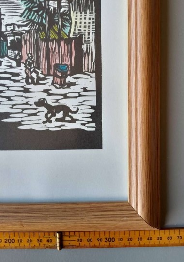 Gregoire Boonzaier District Six Hand-Coloured Linocut. Signed and Dated. Framed (47 x 35cm).