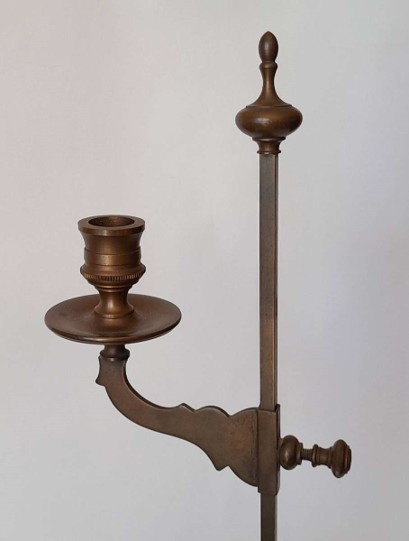 Antique Italian Solid Brass Ink Stand with Adjustable Candle Holder.