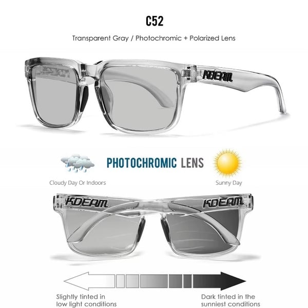 KDeam KD332 Classic Sunglasses: Colour C52 with Photochromic Lens