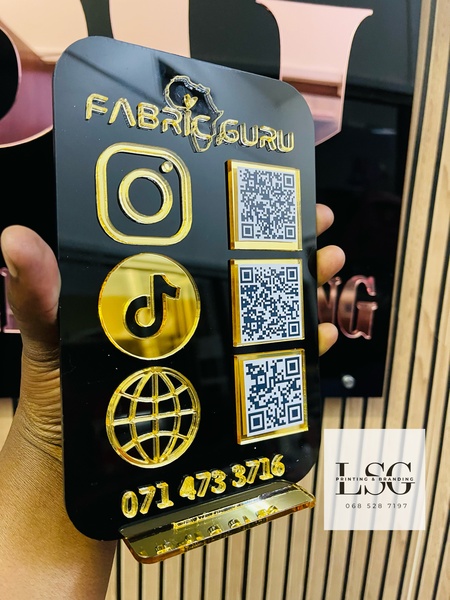 A5 Acrylic QR code plaque with acrylic icons