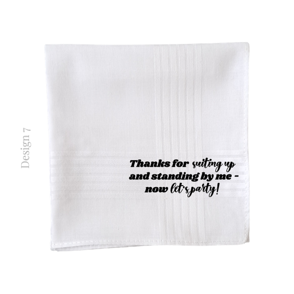 Personalised Handkerchief | Special Message Handkerchief | Groom Accessory | Father of the Bride Accessory | Gift for Dad