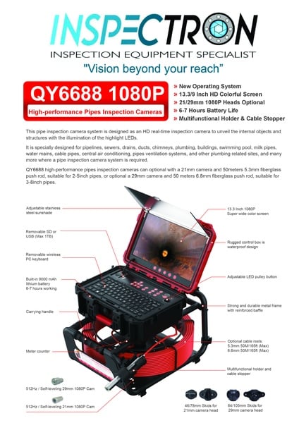 QY-6688 HD Pipe Inspection Camera System