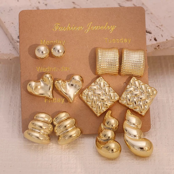 Gold-Tone Fashion Earrings Set (6 Pairs