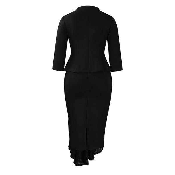Elegant Black Two-Piece Skirt Suit