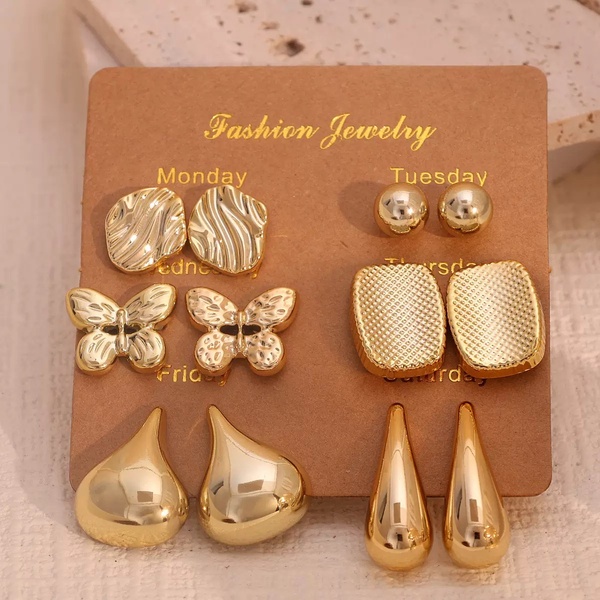 Gold-Tone Fashion Earrings Set (6 Pairs