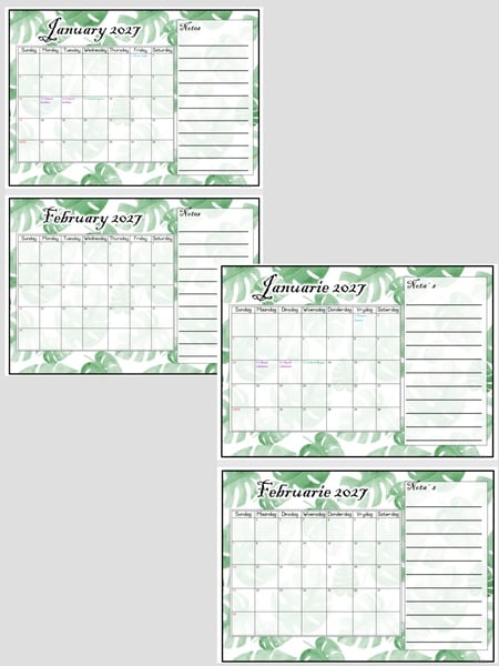 Table Calendar A3 -- Tafel Kalender