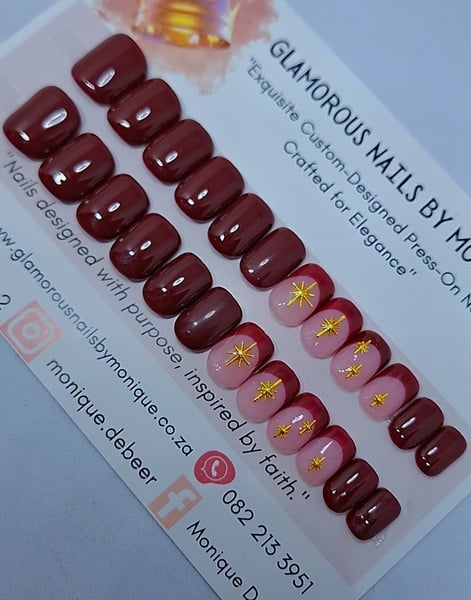 Short Square - Rich Burgundy Soft Blush Nail Set