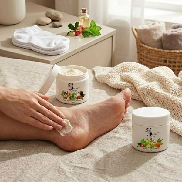 SoleSilk Foot Cream enriched with Shea Butter, Coconut Oil and Tea Tree Oil for overnight foot repair.jpg