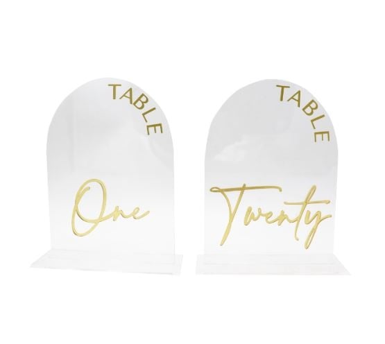 Perspex Clear Table Number Signs 1-20 (Arch) from R1899.99 - HM18319 ()