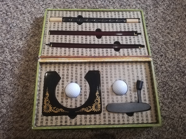 Vintage Chinese Design Travel Golf Putting Set in Box.