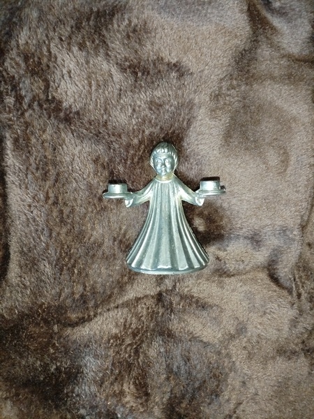 Pewter Silver Plate Angel Candle Holder.