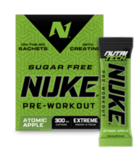 NUKE Extreme Pre-workout – 10 Sachets (Apple Flavour)