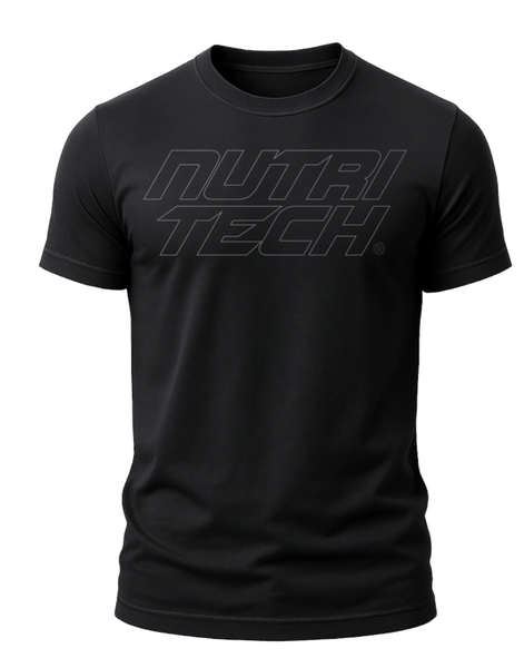 NUTRITECH T-shirt – Black – Outline Stack Logo (Unisex)
